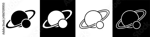 Saturn planet vector illustration in various styles on different backgrounds