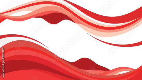 Vibrant abstract background design featuring elegant flowing red and white wave patterns, creating a modern and dynamic visual effect perfect for contemporary graphic projects and artistic backdrops