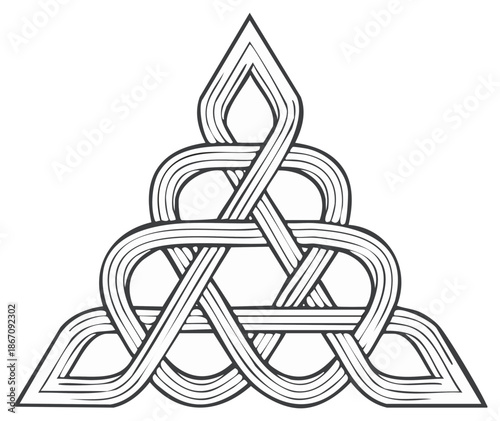 Intricate Interwoven Celtic Knot Design Hand Drawn Line Art Illustration