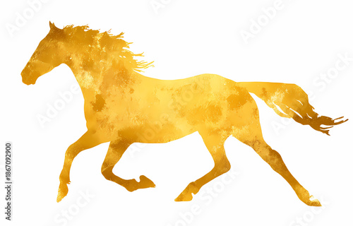 Majestic Golden Horse Running Illustration for 2026 Chinese New Year Zodiac Art