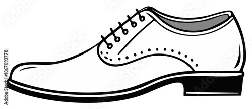 Classic wingtip oxford shoe illustration with decorative perforations and lacing detail