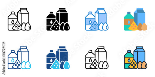 Dairy products icons set multiple style collection. Editable stroke 
