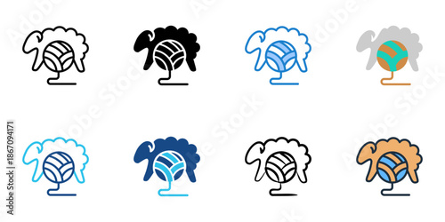 Wool icons set multiple style collection. Editable stroke 
