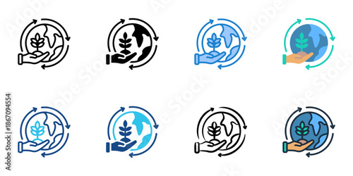 Farm sustainability icons set multiple style collection. Editable stroke 
