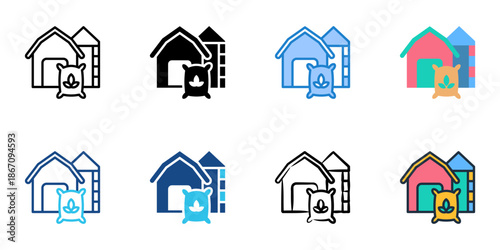 Crop storage icons set multiple style collection. Editable stroke 
