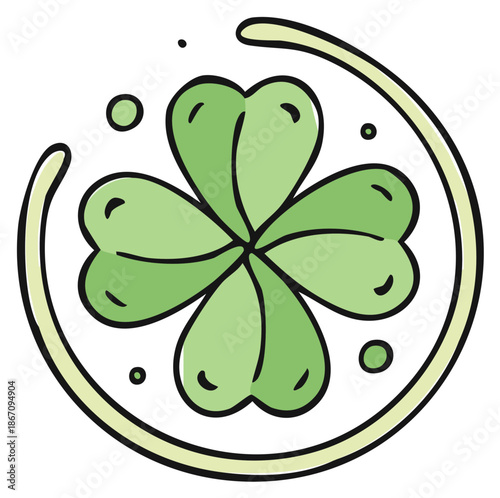Hand drawn four leaf clover illustration symbol of good luck for St Patricks Day