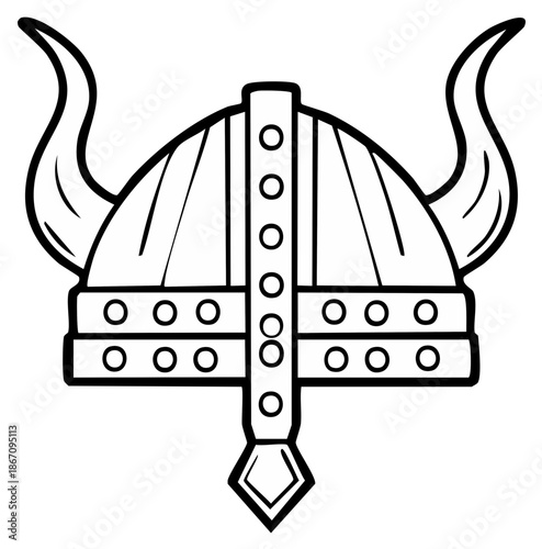 Detailed Viking Helmet Vector Illustration Emphasizing Heritage, Culture, and Shieldmaiden Bravery