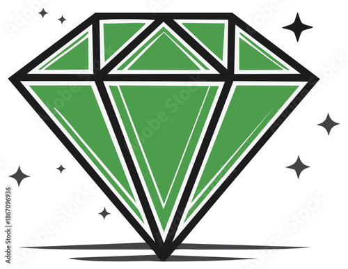 Green Diamond Gemstone Sparkles with Radiant Shine and Reflective Glow