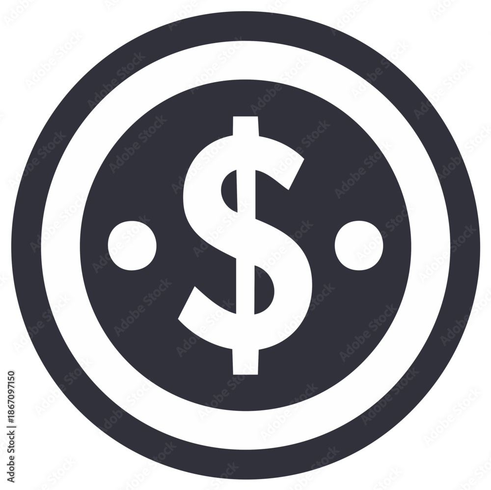 Fototapeta premium Minimalist dollar sign coin icon flat vector graphic for finance business and economic concepts