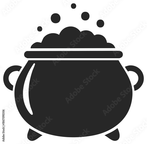 Black Cauldron with Bubbling Potion for Halloween Spooky Occasions