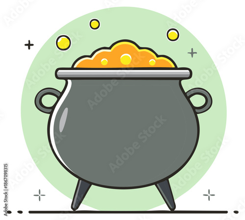 Bubbling Potion in a Witch's Cauldron with Festive Sparkles