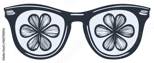 Sunglasses Reflecting Four Leaf Clovers for St Patricks Day Luck