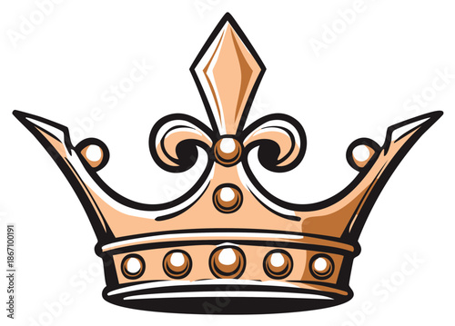 Ornate golden royal crown with fleur de lis vector illustration