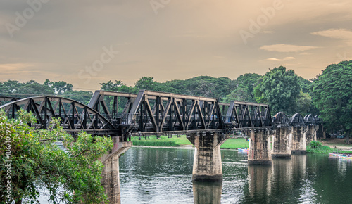 View of the famous Bridge on the River Kwai in Thailand