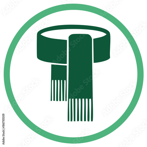 Green Winter Scarf Icon Stylish Seasonal Accessory Circle Emblem