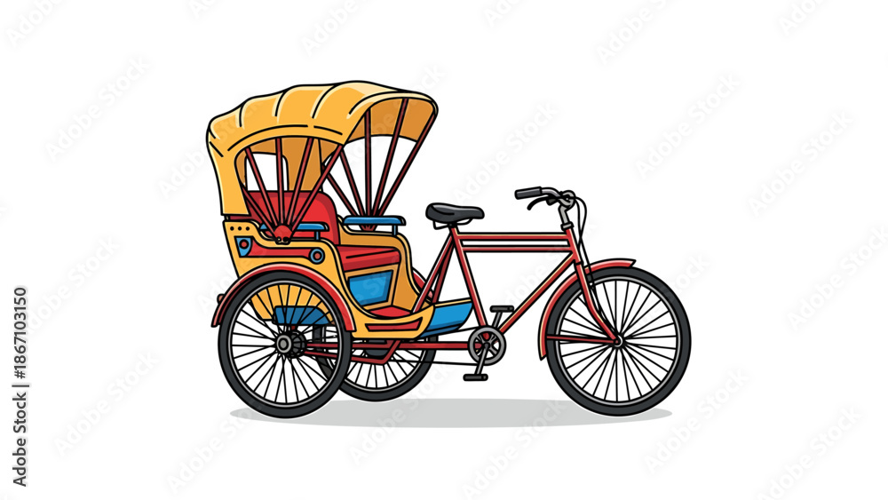 Fototapeta premium Vibrant Rickshaw Bicycle with Canopy