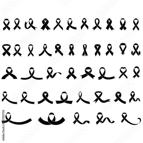 Awareness ribbon icon vector set. Ribbon Illustration sign collection.  Cancer Ribbon symbol or logo.