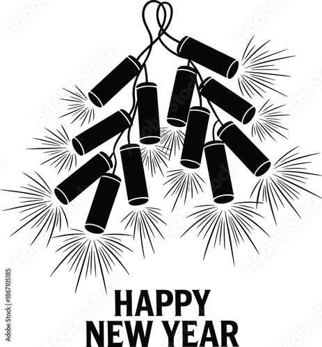 Desert landscape with flags and cacti in black silhouette under starry banners