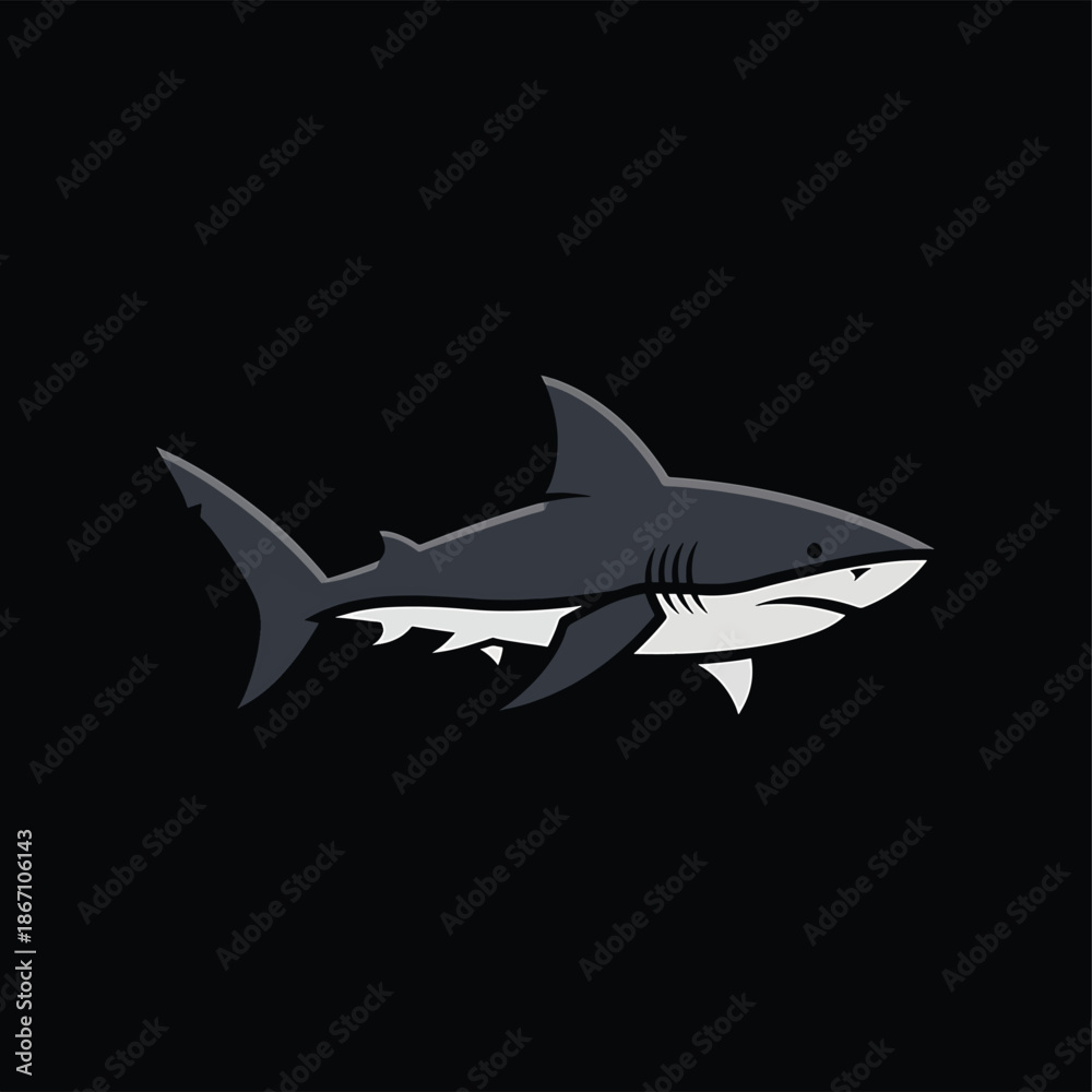 Fototapeta premium Cartoon Shark Illustration with Sharp Teeth and Streamlined Body.