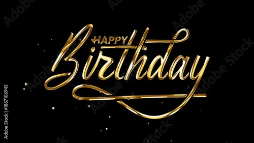 Happy Birthday to you animation text handwriting in gold color with alpha matte. Great for opening your vlog video so everyone likes it and happy birthday celebrations