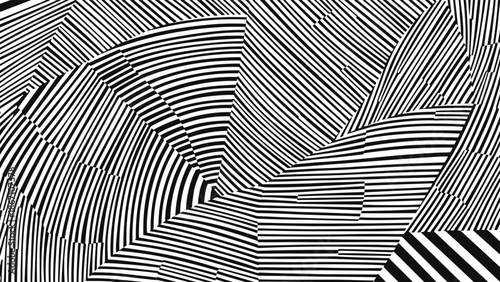Black and white optical illusion with geometric patterns