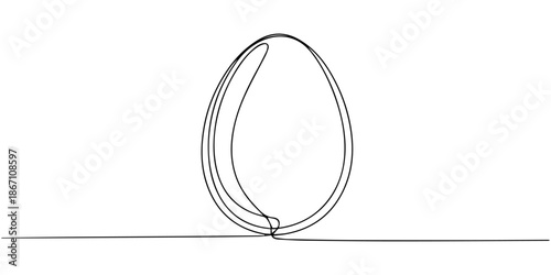 Easter egg continuous one line drawing minimalist chicken healthy outline vector illustration, One line hand drawn continuous Easter egg line art icon vector. vector illustration, Egg icon continuous