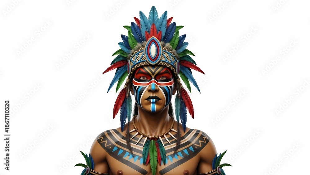 Fototapeta premium Native American headdress vividly dominates artful illustration now