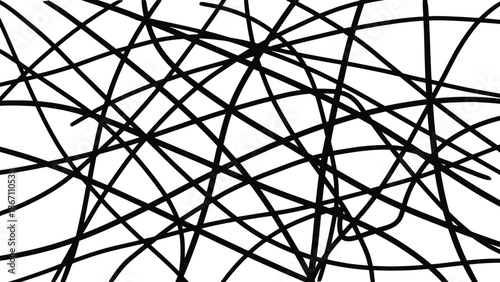 Abstract tangled lines artwork with intersecting curves and straight segments