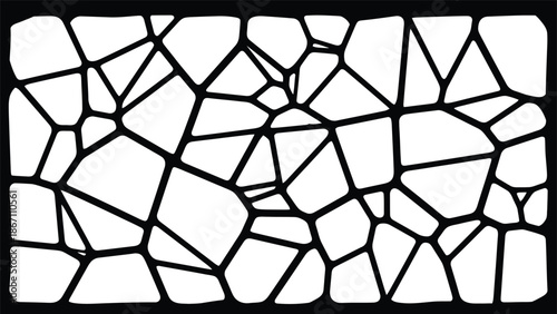 Geometric pattern of interconnected black lines on white background
