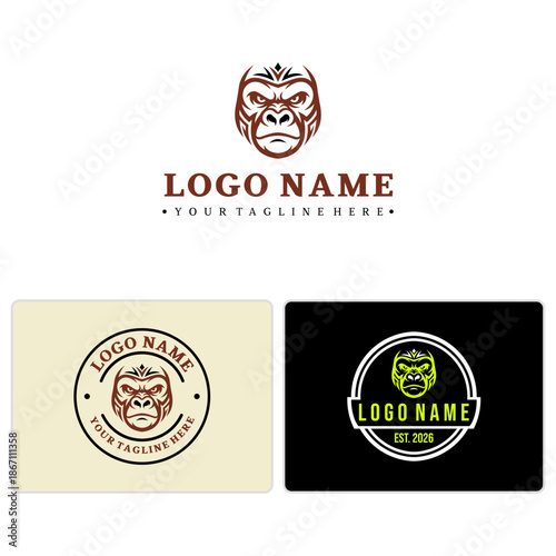 Primal Gorilla Vector Head Logo – Fitness, Gym, & Beast Mode Branding