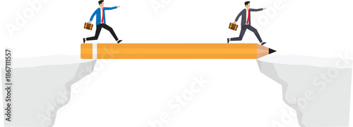 Creative progress and achieve business target, leadership solution to overcome obstacle concept
