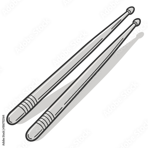 Drumsticks Pair on White Background - Simple Vector