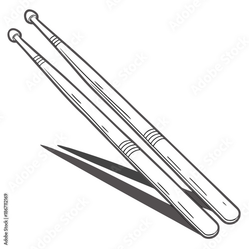 Pair of Drumsticks Isolated on White Background - Vector