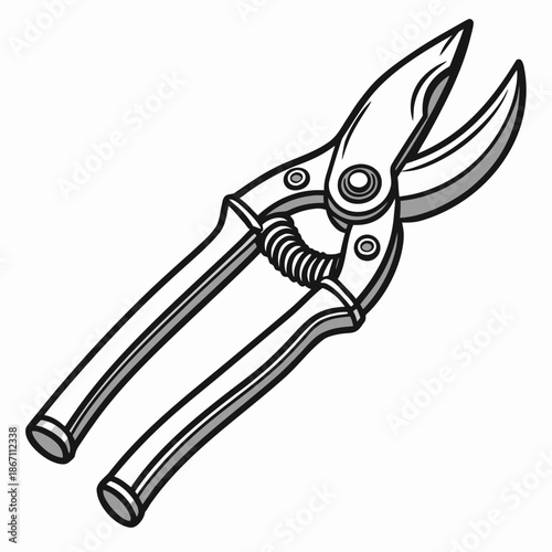 Pruning shears for gardening, isolated on a white background