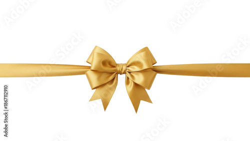An elegant golden satin ribbon tied in a beautiful bow, perfect for gift wrapping and celebration design