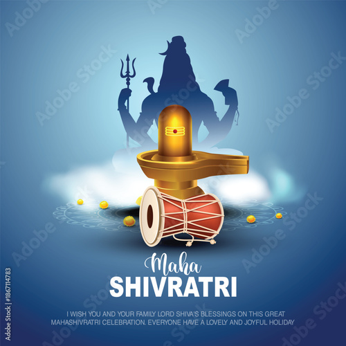 happy maha Shivratri with shiv ling, a Hindu festival celebrated of lord shiva night, english calligraphy. abstract vector illustration design