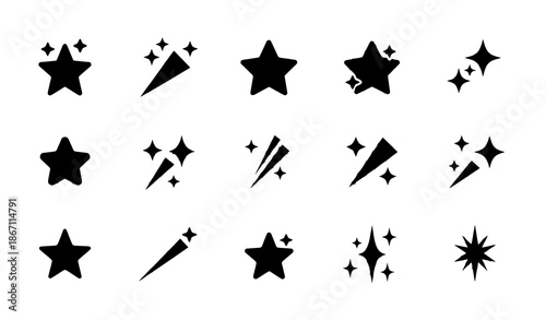 Modern twinkle sparkle star button icon vector symbol set