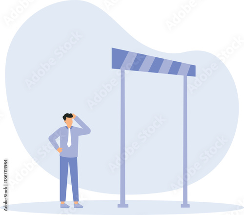 Business barrier and obstacle or difficulty, road block or career struggle, trouble or problem to be solved, prohibited or dead end concept
