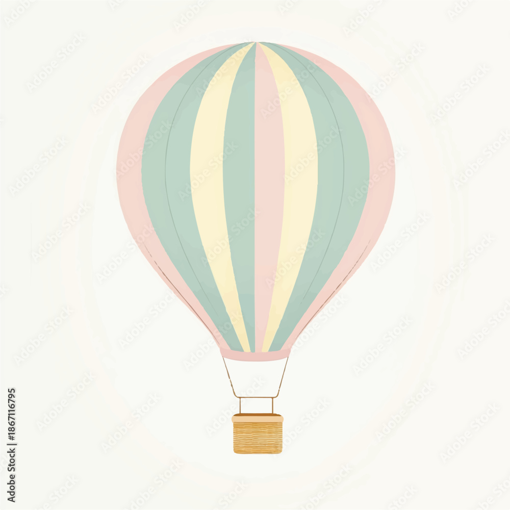 Obraz premium Pastel striped hot air balloon vector illustration