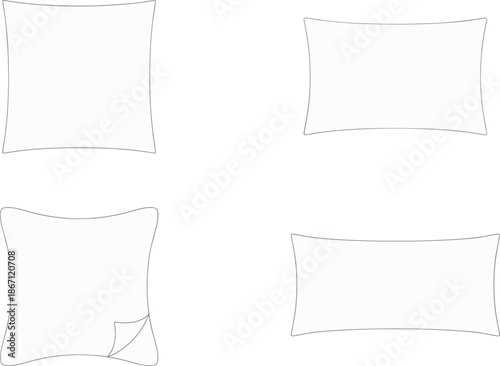 Flat vector illustration, abstract quadrilateral shape variations, technical sketch, curved edges, design comparison, geometric modeling, shape study