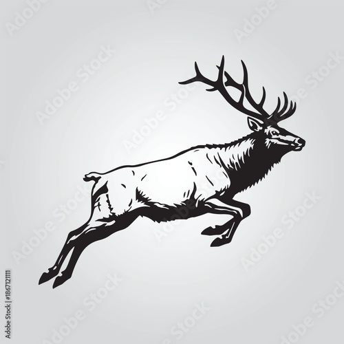 Leaping elk Deer Decal Silhouette vector design