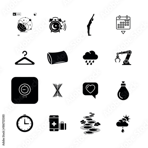 Travel and Tourism Vector Icon Set Featuring Symbols for Transportation, Vacation, and Exploration