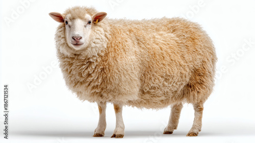 Sheep Standing White Background Farm Animal