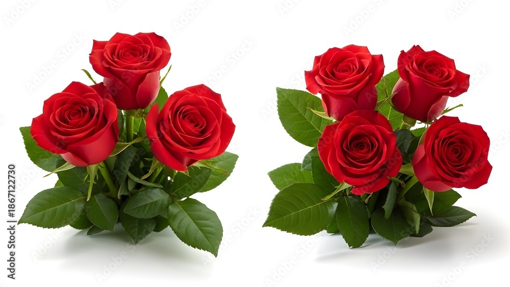 Obraz premium Two bouquets of red rose flowers