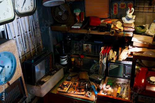 Watch and electronics repair shop in 1980s Hong Kong