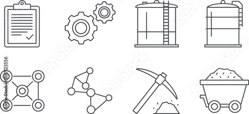 Mining industry icons set for business and technology