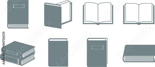 Collection of various book illustrations in different positions