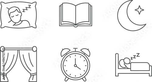 Sleep and rest concept icons set for web and mobile