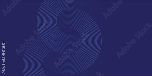 Abstract glowing geometric lines on dark background. Elegant shiny blue rounded lines pattern. Modern futuristic graphic. Suit for poster, banner, brochure, eps10