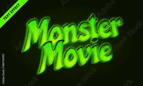 Monster Movie Slime Green Text Effect with Neon Glow Horror Typography